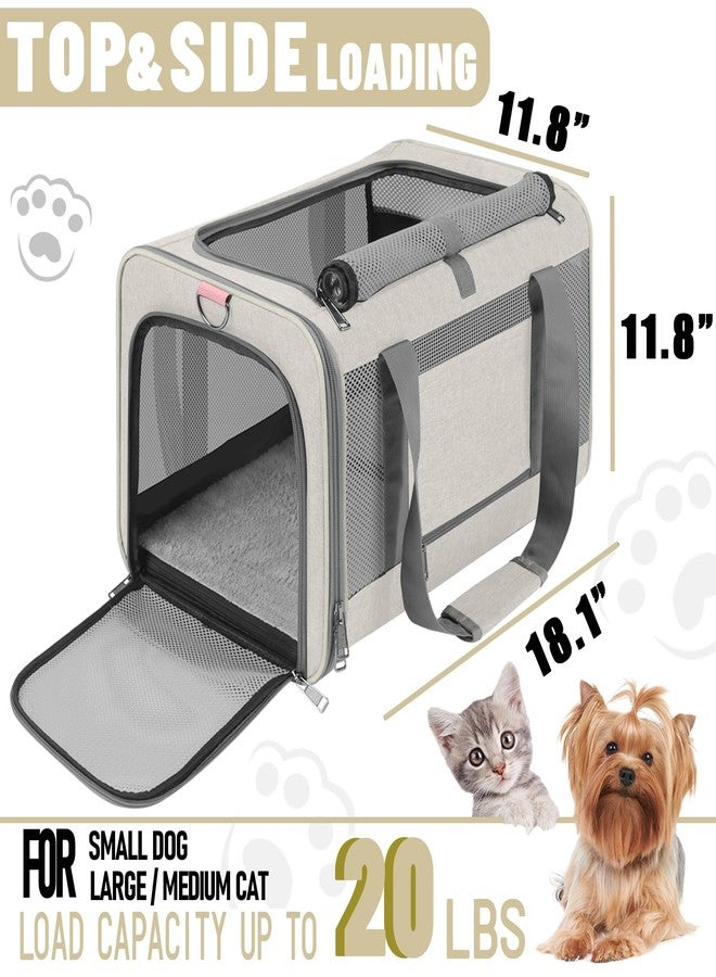 GAPZER Pet Carrier for Large Cat 20 lbs+ / Soft Sided Small Dog 12 Pounds Travel Crate Top Load/Collapsible Kitty Carry Bag Big Kitten Mesh/Sturdy Animal Transport cage Kennel Long Trips Beige - Image 2