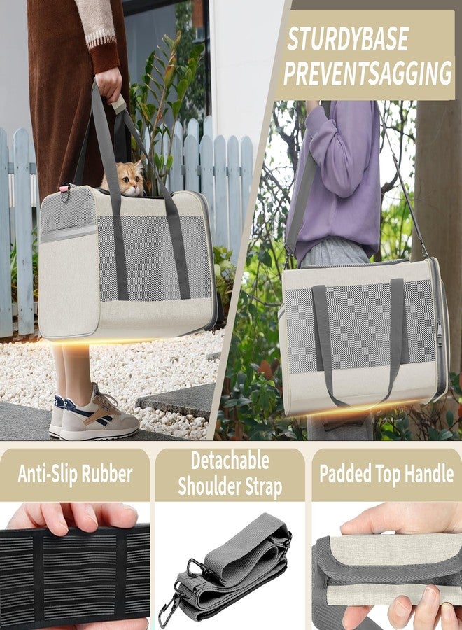 GAPZER Pet Carrier for Large Cat 20 lbs+ / Soft Sided Small Dog 12 Pounds Travel Crate Top Load/Collapsible Kitty Carry Bag Big Kitten Mesh/Sturdy Animal Transport cage Kennel Long Trips Beige - Image 4