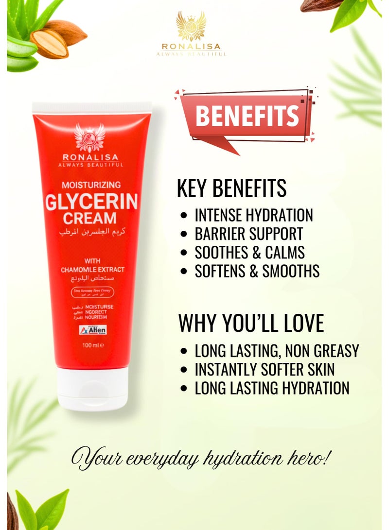 Ronalisa Glycerin Moisturizing Cream - Deep Hydration Body & Face Cream for Dry Sensitive Skin - Non Greasy Moisturizer with 24 Hour Moisture for Soft Smooth Healthy Skin - Image 3