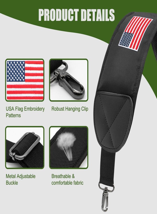 BAIRBRE Golf Bag Strap Replacement Golf Bag Shoulder Strap Adjustable Single Padded Shoulder Strap Waterproof Golf Bag Backpack Straps (Black-USA Flag) - Image 3