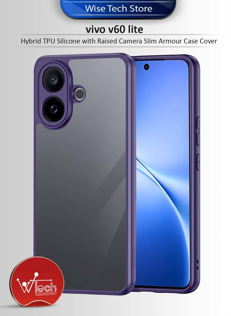 Wtech vivo V60 Lite 5G 2025 Hybrid TPU Silicone with Raised Camera Slim Armour Case Cover (MCAPSA) - Clear/Eggplant Purple - Image 1