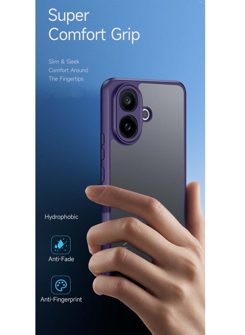 Wtech vivo V60 Lite 5G 2025 Hybrid TPU Silicone with Raised Camera Slim Armour Case Cover (MCAPSA) - Clear/Eggplant Purple - Image 2