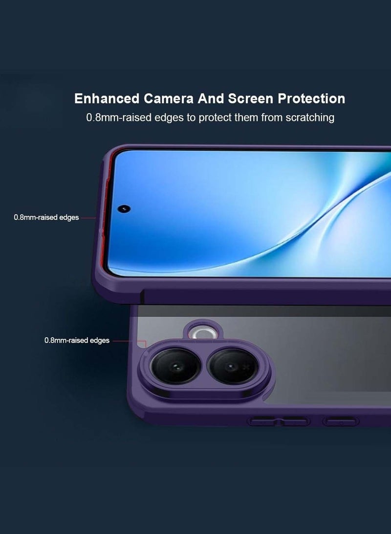Wtech vivo V60 Lite 5G 2025 Hybrid TPU Silicone with Raised Camera Slim Armour Case Cover (MCAPSA) - Clear/Eggplant Purple - Image 3