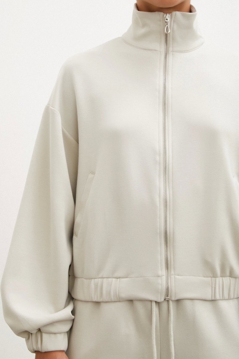 Never More Zippered Sweatshirt Stone - Image 5