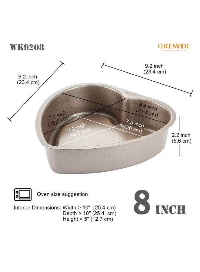 CHEFMADE Heart-Shaped Cake Pan, 8-Inch Non-Stick Food Bowl Bakeware for Oven Baking (Champagne Gold) - Image 2