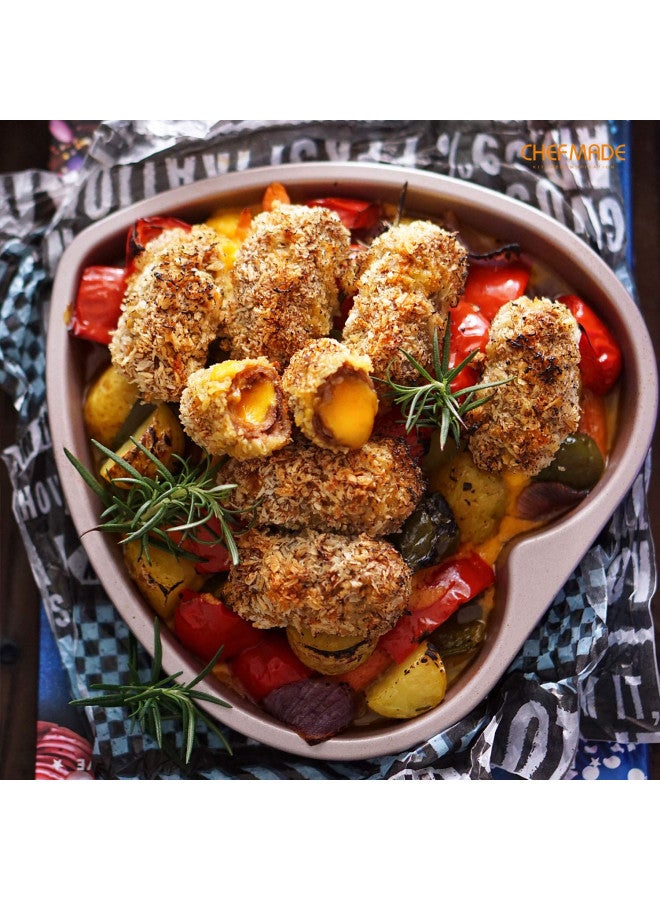 CHEFMADE Heart-Shaped Cake Pan, 8-Inch Non-Stick Food Bowl Bakeware for Oven Baking (Champagne Gold) - Image 5