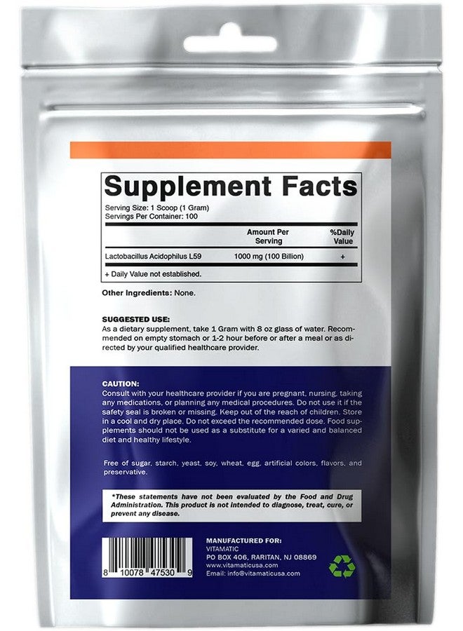 Vitamatic Lactobacillus Acidophilus Probiotic Powder - Digestive Health Support - 100 Gram (3.5 OZ) - 100 Servings - Image 2