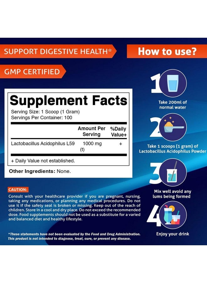 Vitamatic Lactobacillus Acidophilus Probiotic Powder - Digestive Health Support - 100 Gram (3.5 OZ) - 100 Servings - Image 3