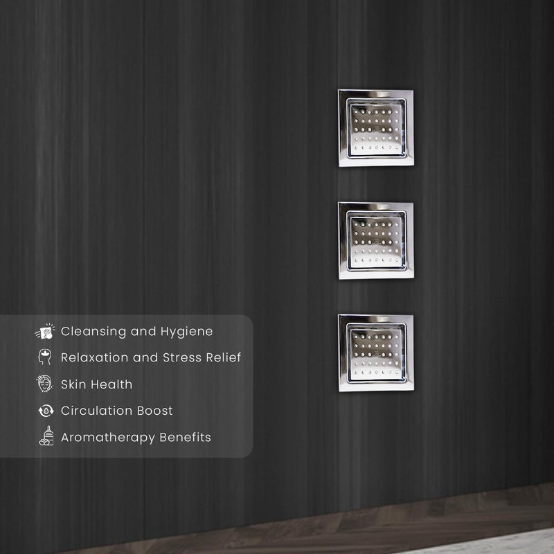 D&B Italian Bath Solution DB BATHWARE Brass Concealed BodyJet Shower Premium Finish 47 51 Inches Square Complete set Rain Massage Shower Wall mounted Ideal for Bathroom Silver Chrome - Image 3