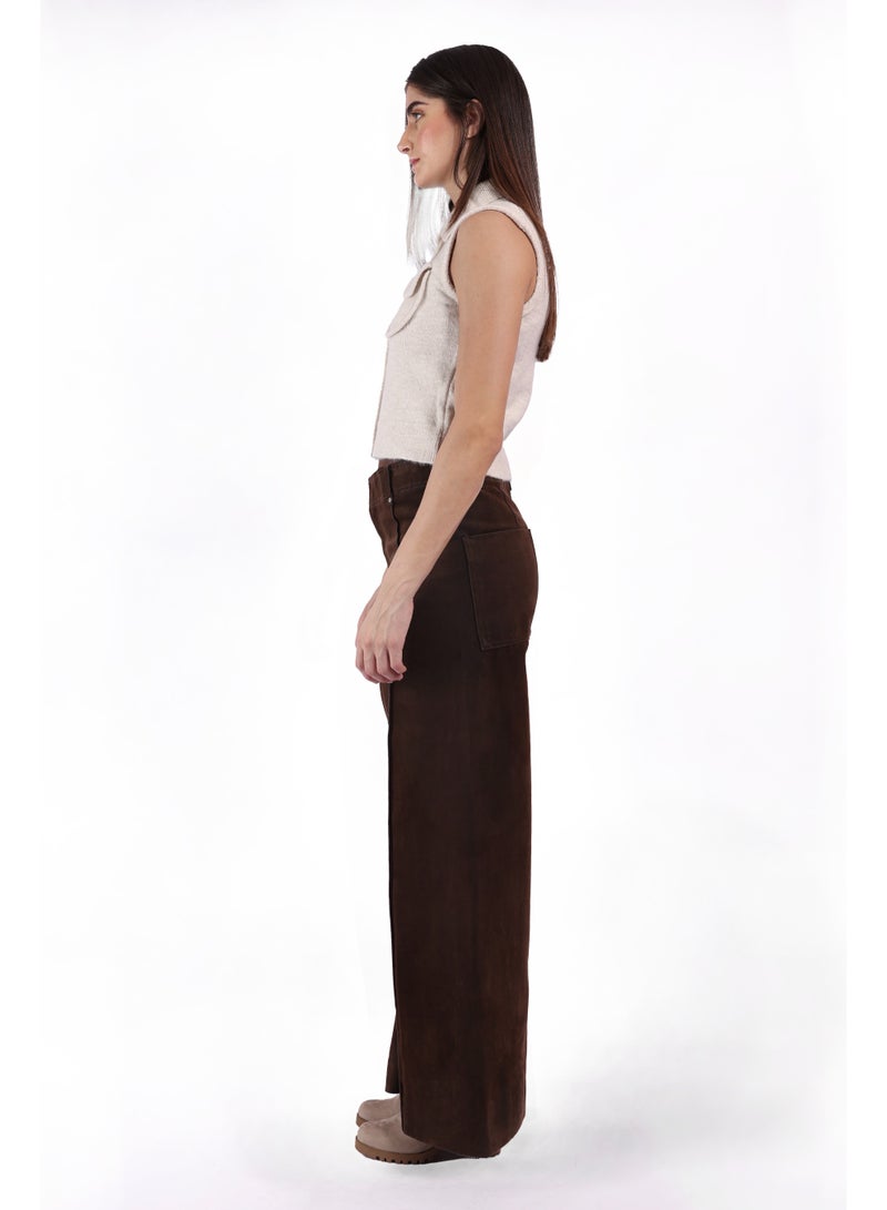 KYVELi Women’s Sleeveless Knit Button-Down Top with Front Pockets – Off White - Image 4