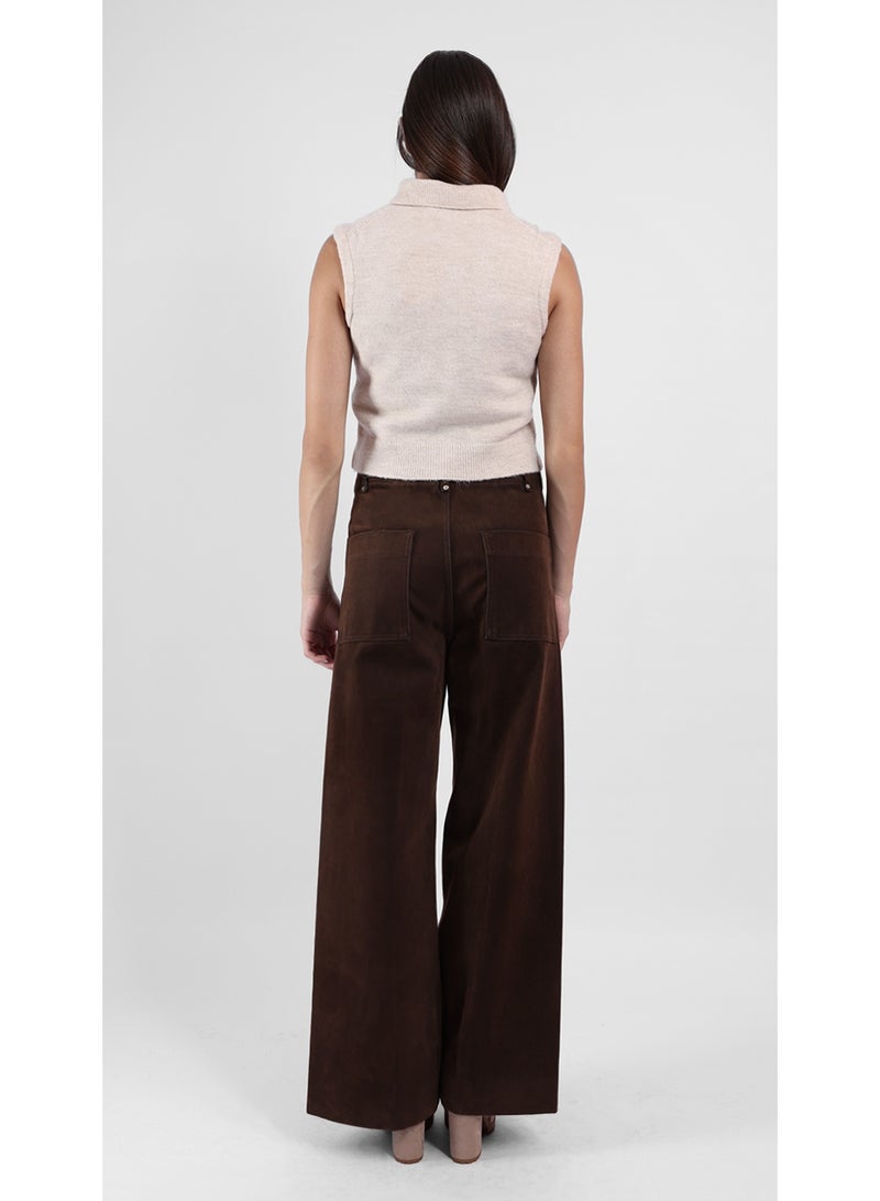 KYVELi Women’s Sleeveless Knit Button-Down Top with Front Pockets – Off White - Image 5