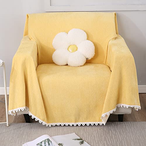 HOKIPO Chenille Thick and Soft Sofa Couch Protector 1 Seater, 180 (D) x 180 (L) cm, Yellow (AR-4642-N5) - Image 2