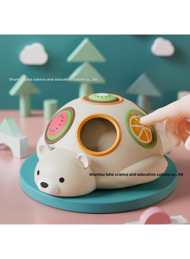 Infants Coax Baby To Turn Happy Busy Board Hand Catch Ball Early Education Whistle Stack High Tambourine Rattle Baby Toy-Color:Polar Bear Pushing Fun-bag  - Image 1