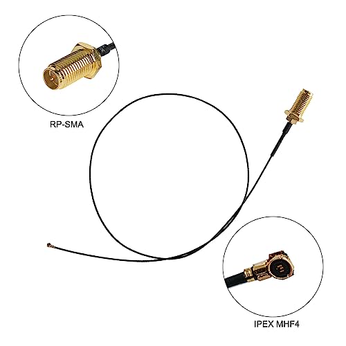 HIGHFINE 2 x 6dBi 2.4GHz 5GHz Dual Band WiFi RP-SMA Male Antenna+2 x 35CM RP-SMA IPEX MHF4 Pigtail Cable for M.2 NGFF WiFi WLAN Card - Image 4