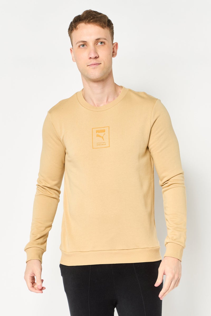 PUMA Men Sportswear Fit Long Sleeve Outdoor Sweatshirt, Dark Beige - Image 1