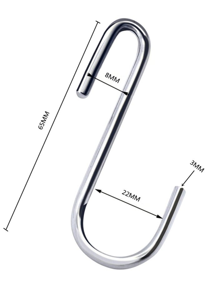 بيوينتي 30 قطعة من الأقواس الثقيلة بشكل S مصنوعة من الفولاذ المقاوم للصدأ وخطافات حامل المناشف لتعليق الأدوات المنزلية في الحمام والمطبخ، وخطافات التخزين، وأواني الطهي الثقيلة، وحقائب الملابس، ونباتات المناشف - Image 2