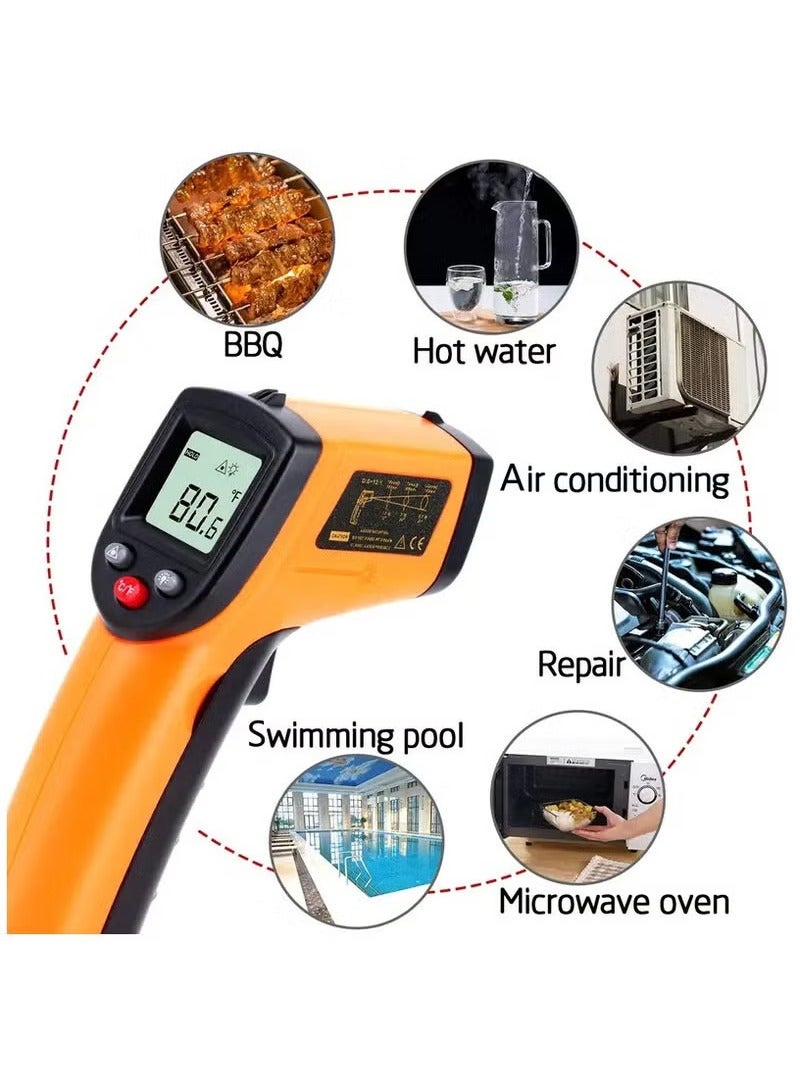 Infrared Thermometer Gun, Laser Thermometer for Cooking, Pizza Oven, Griddle, Engine, HVAC, Laser Temperature Gun with Adjustable Emissivity  Max Measure -50℃~400℃ (Not for Human) - Image 5