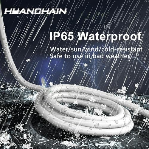 HUANCHAIN 6 FT 16 Gauge White Indoor Outdoor Extension Cord Waterproof, Flexible Cold Weather 3 Prong Electric Cord Outside, 13A 1625W 125V 16AWG SJTW, ETL Listed - Image 2