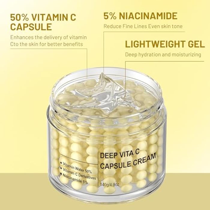 IREV كبسولات فيتامين سي العميق من IREV لترطيب الوجه، كريم وجه مرطب، جل شفاف لبشرة متألقة، عناية بالبشرة ليلاً، كريم هلامي للبشرة الباهتة وغير المتساوية 4.9 أونصة - Image 2