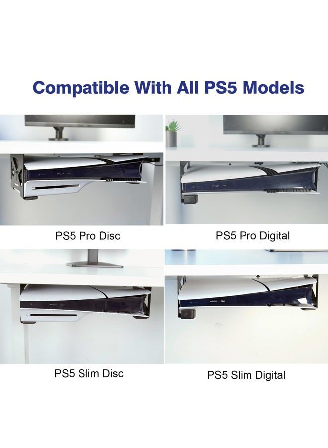 Monzlteck Under Desk Holder for PS5/PS5 Slim,Stealth Mount Compaitble with Playstation 5 Disc & Digital Edition Console,Space Saving,DP-05 - Image 4