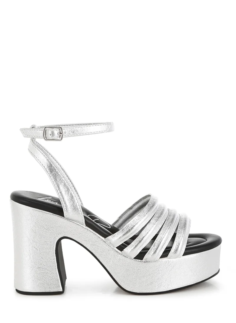 London Rag Strappy High Platform Sandals in Silver