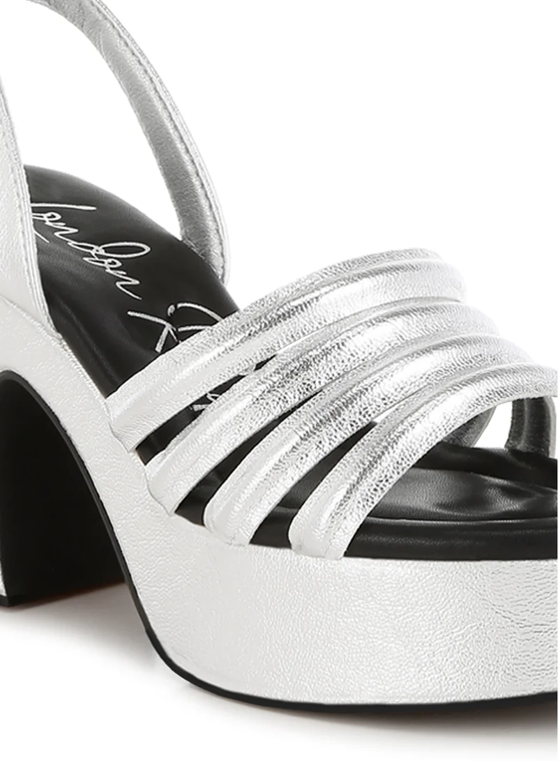 London Rag Strappy High Platform Sandals in Silver