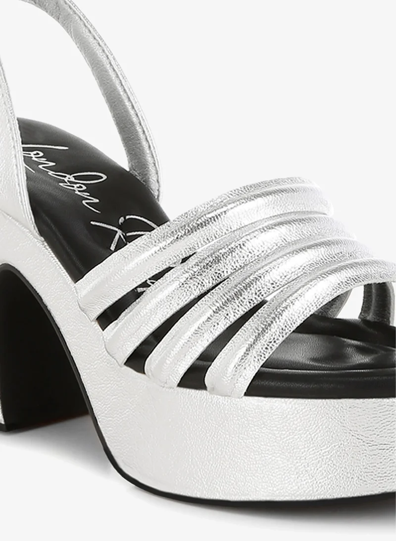 London Rag Strappy High Platform Sandals in Silver