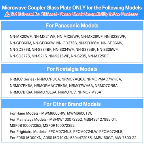 Yibracki 9.6" Microwave Plate Replacement for Panasonic Microwave Glass Plate F06016D00XN, A06015G10XN and More 9.6" Small Microwave Glass Turntable Tray to Fit Y Coupler with 11/16" in Diameter - Image 2