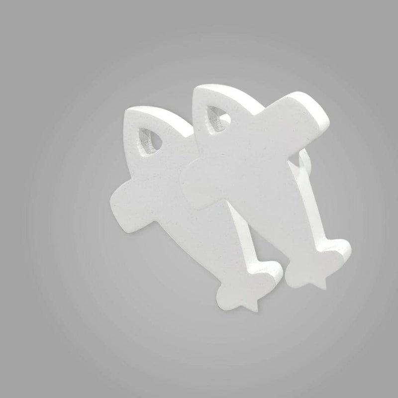FLY FROG Aeroplane-Themed MDF Wood Knobs for Kids' Rooms, Wardrobes, Doors, and Cabinets – Set of 2 Drawer Handles (Aeroplane-White) - Image 1