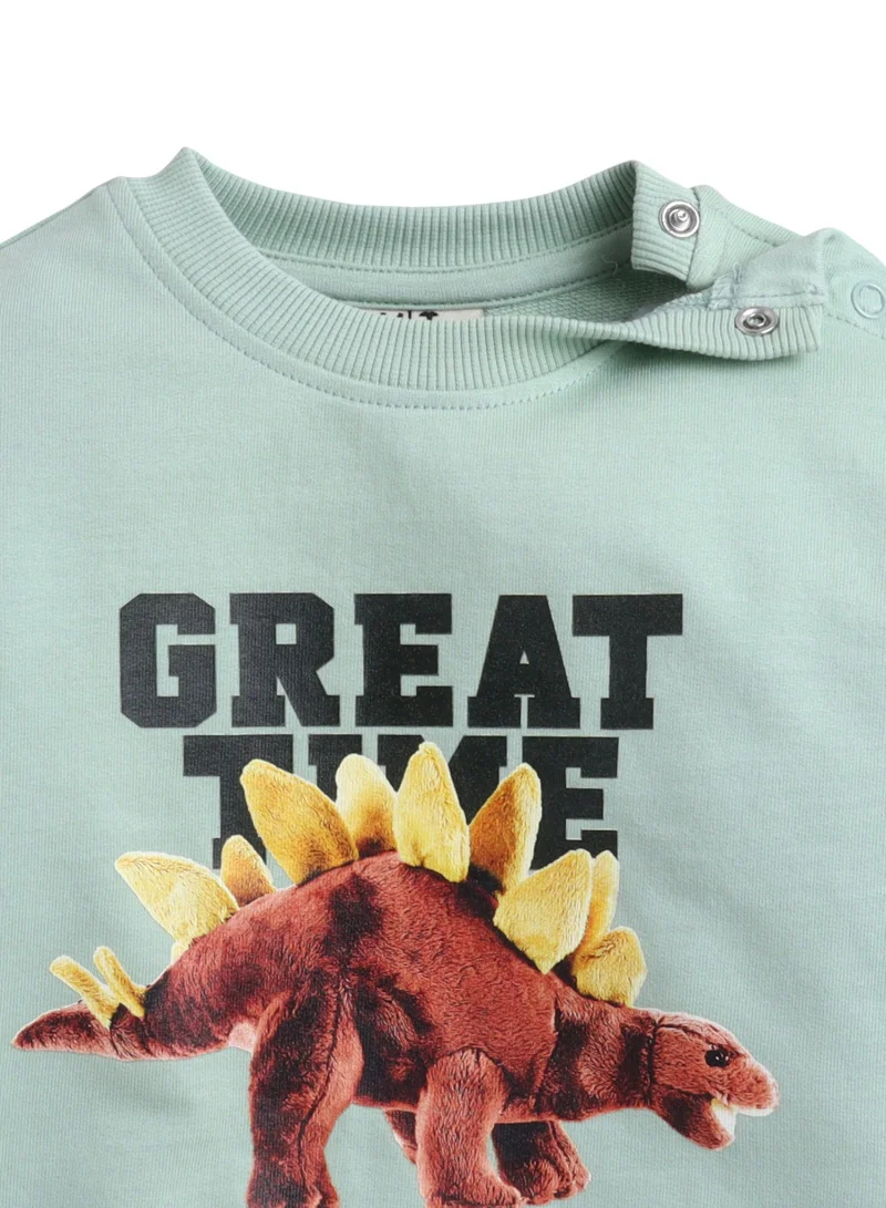 فكتور اند جين طقم ولادي قطعتين - سويت شيرت وبنطلون رياضي ديناصور أيام الجوراسي