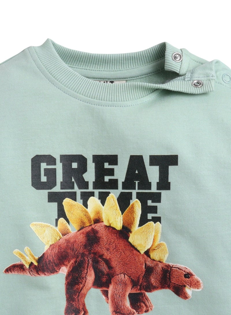 فكتور اند جين طقم ولادي قطعتين - سويت شيرت وبنطلون رياضي ديناصور أيام الجوراسي - Image 3