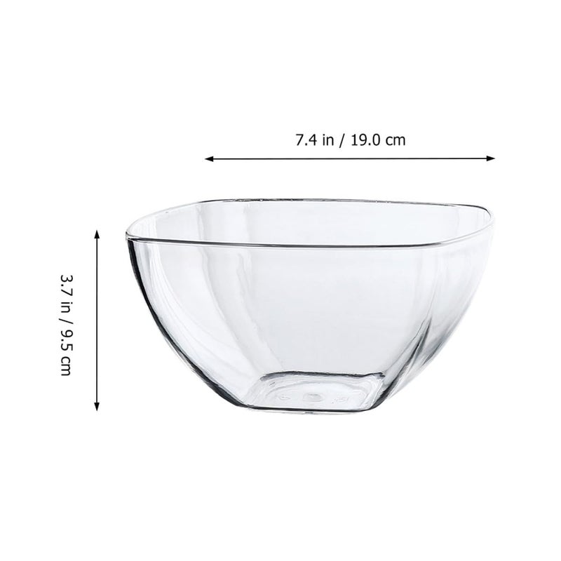 Large 19cm Square Acrylic Salad Bowl Serving Dish For Fruit Dessert Kitchen Catering - Image 3