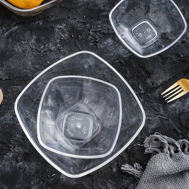 Large 19cm Square Acrylic Salad Bowl Serving Dish For Fruit Dessert Kitchen Catering - Image 5