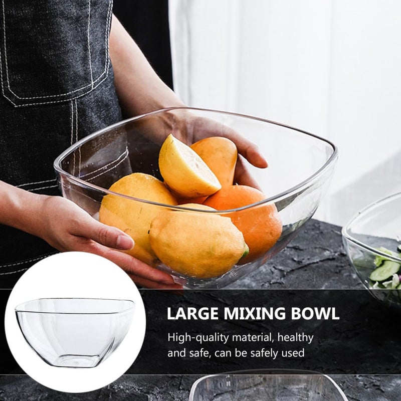 Large 19cm Square Acrylic Salad Bowl Serving Dish For Fruit Dessert Kitchen Catering - Image 4