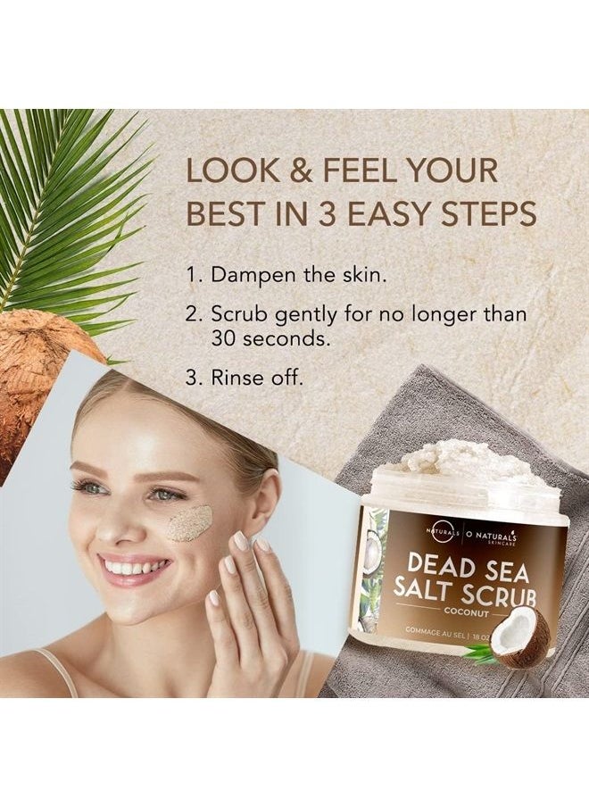 O Naturals - Exfoliating Lemon Oil Dead Sea Salt Deep-Cleansing Face & Body Scrub. Anti-Cellulite Tones Helps Oily Skin, Acne, Ingrown Hairs & Dead Skin Remover. Essential Oils, Sweet Almond 18oz - Image 1