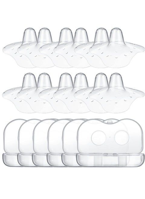 12 Pcs Bpa Free Nipple Shield for Nursing Newborn Silicone Shield Nursing Nipple Shield Pain Relief Nursing Shield for Newborn With Latch Difficulties or Flat or Inverted