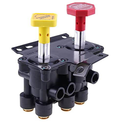 WQSING Dual Manifold Dash Valve KN20619 for Haldex RKN20619 38 Push to Connect 14 Unthreaded Mount Hole Trailer Parking Style B Hand Operated Valve Compatible with Volvo 20560009 85123221 20523171 - Image 1