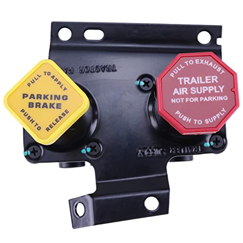WQSING Dual Manifold Dash Valve KN20619 for Haldex RKN20619 38 Push to Connect 14 Unthreaded Mount Hole Trailer Parking Style B Hand Operated Valve Compatible with Volvo 20560009 85123221 20523171 - Image 3