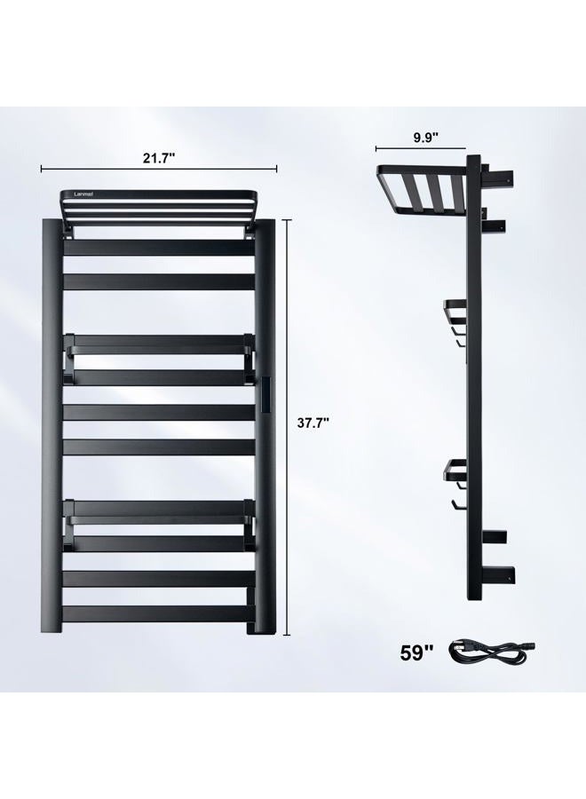 LANMEL 2 in 1 Towel Warmer Rack & Towel Rack Wall,10 Bars Electric Wall Mounted Heated Towel Racks for Bathroom, 24H Time Setting and Temperature Control Heated Drying Rack - Image 2