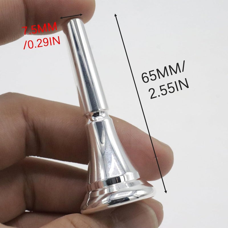 Cheerock 1Pack French Horn Mouthpiece, Standard Size French Horn Replacement Accessory, Compatible with Most French Horns (Silver) - Image 2