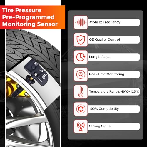 RLP TPMS Tire Sensor Tire Pressure Monitoring System Sensor 433MHz Compatible with 2020 2021 2022 2023 2024 Buick Ca-dillac Chevy Silverado GMC Sierra Pontiac Replaces 13542523 13533166 - Image 2