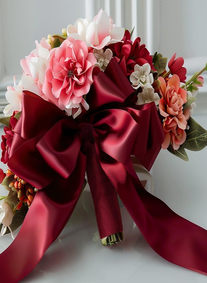 woric Double Faced Red Ribbon 1 1/2 inch 30 Yards Maroon Burgundy Ribbon Dark Valentine Satin Ribbons for Bows Floral Crafts Flower Bouquet Gift Wrapping Weeding Valentine's Day Decorations - Image 4