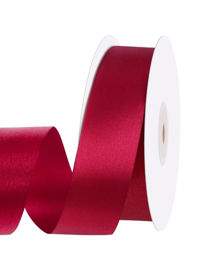 woric Double Faced Red Ribbon 1 1/2 inch 30 Yards Maroon Burgundy Ribbon Dark Valentine Satin Ribbons for Bows Floral Crafts Flower Bouquet Gift Wrapping Weeding Valentine's Day Decorations - Image 1