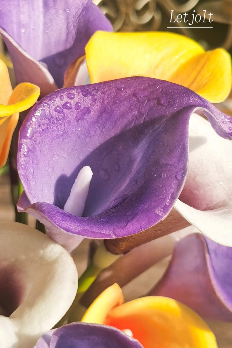 Letjolt Calla Lily Purple Artificial Flowers 12Pcs Table Flower Decor Faux Calla Lilies Bouquet for Wedding Bride Shower Home Decoration, Purple - Image 3