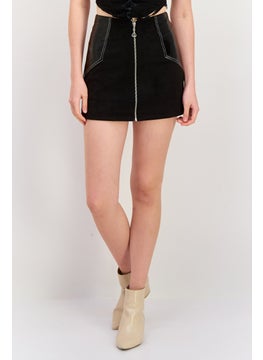 Women Plain Mini Skirt, Black