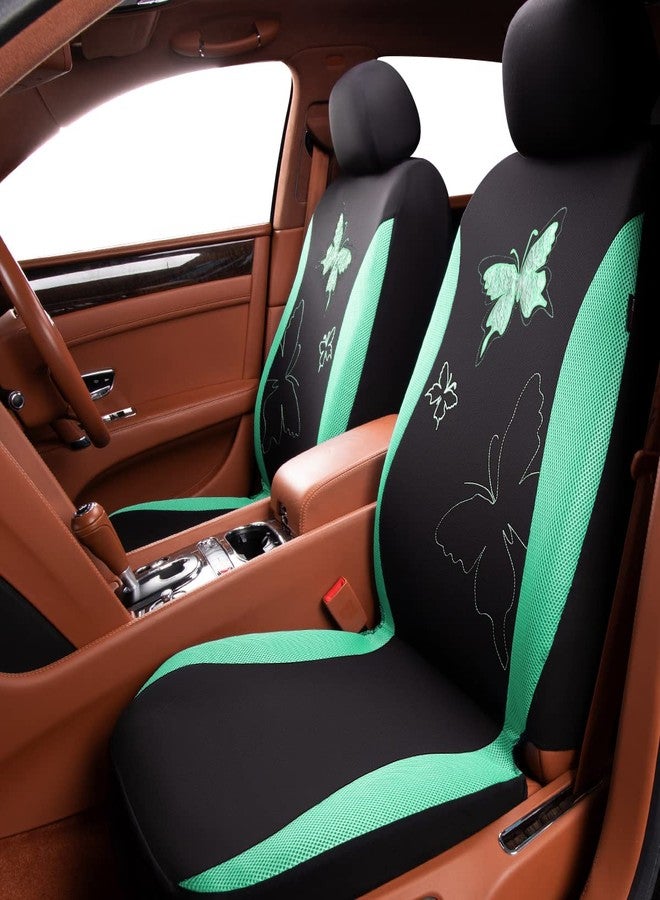 Flying Banner Butterfly car seat Covers ful Set Fashion Universal Lady Woman Female Rear Bench Split Colorized (Mint Green, Full Set - Lace) - Image 3