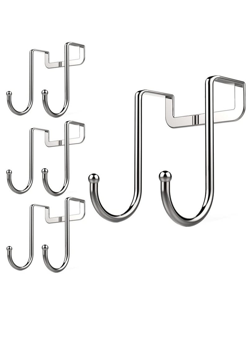 SYOSI Over Cabinet Drawer Double Hooks 4 Pack304 Stainless Steel Multiple Use Narrow Door Hook for Kitchen Bathroom Drawer Cabinet Door to Hang Bags Towels Coat  - Image 1