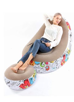 XiuWoo 2 Pack Foldable Portable Inflatable Bean Bag Chair, Lazy Sofa, Inflatable Couch, Inflatable Sofa, Inflatable Seat, Air Furniture Set with Footrest, Air Pump for Indoor, outdoor  - Image 2