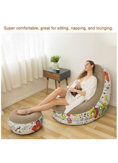 XiuWoo 2 Pack Foldable Portable Inflatable Bean Bag Chair, Lazy Sofa, Inflatable Couch, Inflatable Sofa, Inflatable Seat, Air Furniture Set with Footrest, Air Pump for Indoor, outdoor  - Image 5