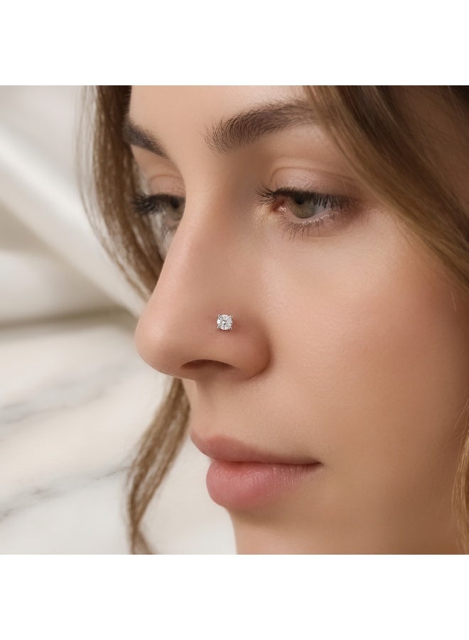 BAFLEH JEWELLERY 18k Gold Single Stone Diamond Nose Stud By Bafleh Jewellery - Image 4